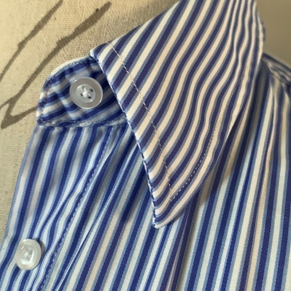 Pink THOMAS PINK JERMYN STREET LONDON 3/4 Sleeve Button Down - Blue/White Stripe - Picture 9 of 15